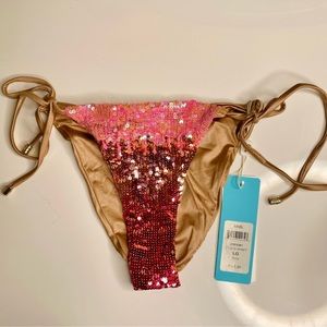 BEACH BUNNY SWIMWEAR - ARIEL TIE SIDE BOTTOM
MEDIUM - New with Tag - Shiny Pink